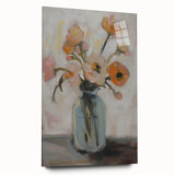 Elegant abstract floral acrylic design on a glass panel, showcasing vibrant colors and intricate patterns, ideal for modern home decor or art displays.