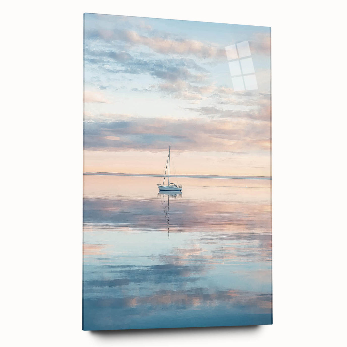 Abstract landscape artwork created with acrylic glass, showcasing vibrant colors and fluid forms, ideal for modern home decor. Side view emphasizes the unique texture and craftsmanship.