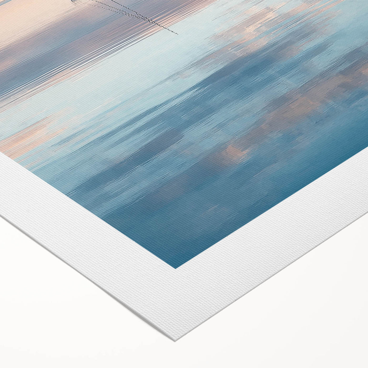 Abstract landscape artwork on rolled canvas showcasing vibrant hues of blue, green, and gold, ideal for modern home decor. Enhanced texture adds depth, perfect for wall display.