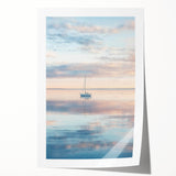 Abstract landscape rolled print showcasing vibrant colors and fluid shapes, designed to evoke natural scenery, packaged securely in a sturdy cardboard tube for protection.