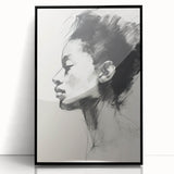 Framed abstract minimalist wall art featuring a black acrylic design with sleek lines, showcasing modern elegance ideal for contemporary home decor.