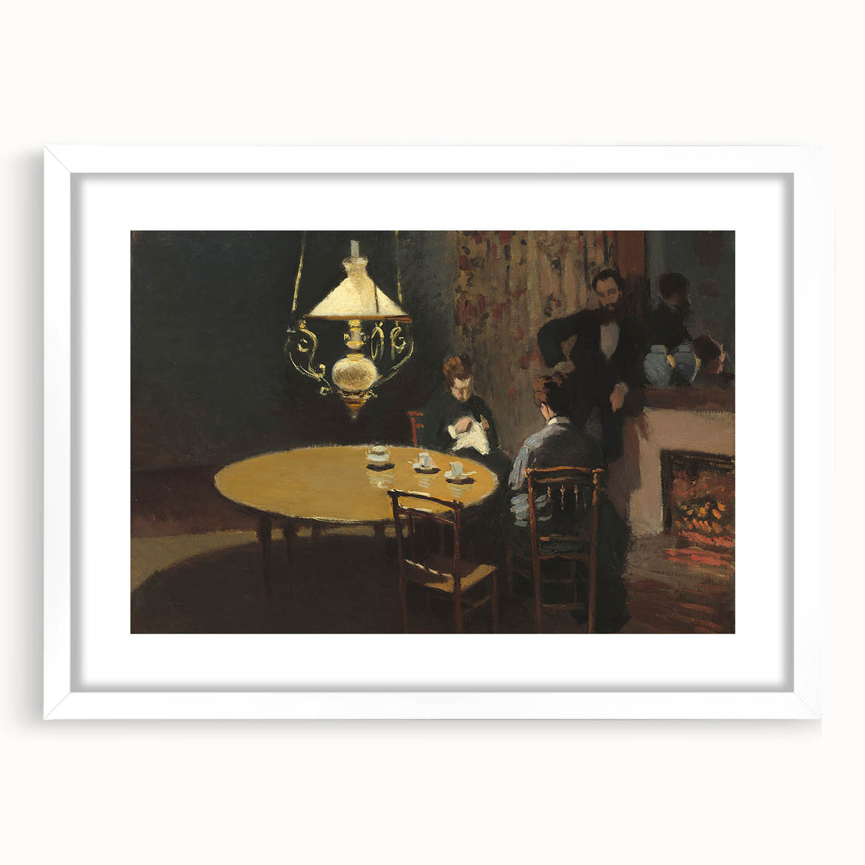 Impressionist Interior Scene - After Dinner by Claude Monet Print