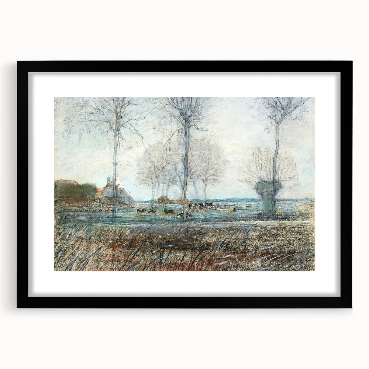 Tranquil Farm Landscape Wall Art - Soft Pastel Modern Country Decor