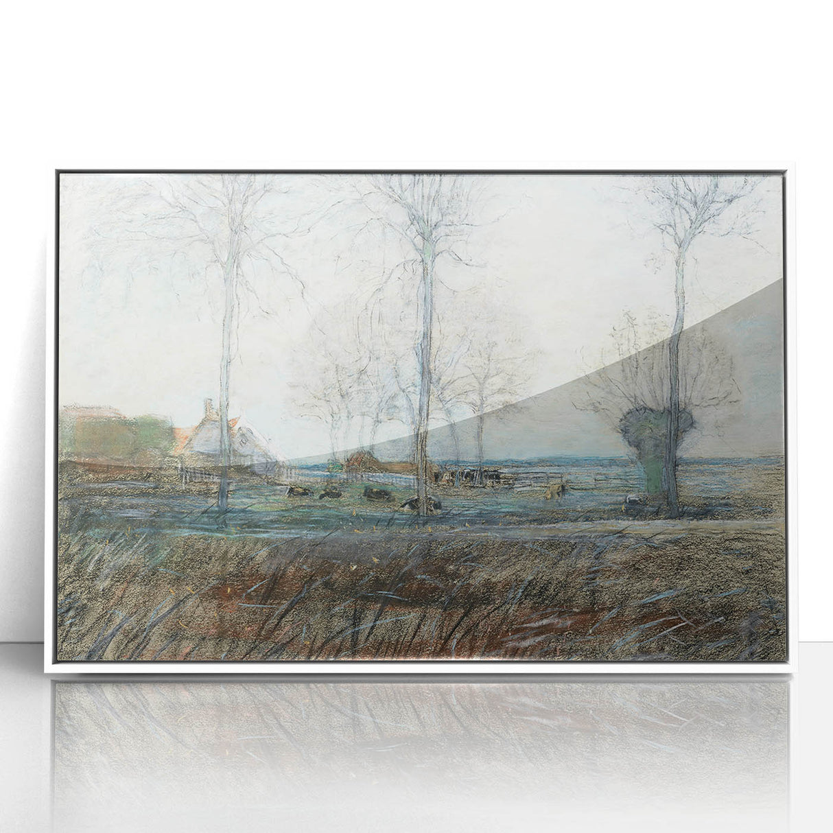 Tranquil Farm Landscape Wall Art - Soft Pastel Modern Country Decor