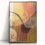 Large art print of a mid-century modernist autumn scene in warm gold tones on acrylic, ideal for nursery wall decor.