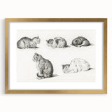 Romanticism Art: Five Studies of Cats by Jean Bernard