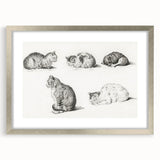 Romanticism Art: Five Studies of Cats by Jean Bernard