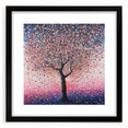 Abstract floral frame artwork with a black mat, showcasing vibrant colors and intricate designs, ideal for home decor or artistic displays. Perfect for enhancing interior aesthetics.