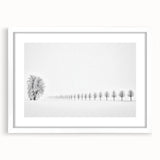 Abstract landscape framed artwork showcasing vibrant colors and intricate textures, set in a sleek white mat, perfect for modern home decor or office spaces.