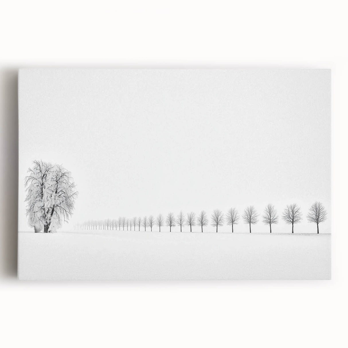 Abstract landscape stretched canvas artwork showcasing vibrant hues of blue, orange, and green, perfect for modern home decor. Ideal for adding a contemporary touch to living spaces.