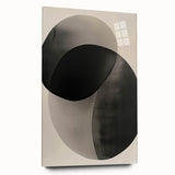 Abstract minimalist wall art displayed in an acrylic glass frame, showcasing soft pastel colors and geometric shapes, perfect for modern home decor.