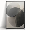 Abstract minimalist wall art framed in black acrylic, showcasing a modern design with soft, muted colors. Ideal for contemporary home decor, adding elegance to any space.