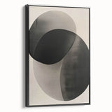 Abstract minimalist wall art on a framed canvas showcasing a sleek black design. The side view highlights its elegant profile, perfect for modern decor.