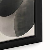 Close-up of a framed abstract minimalist wall art piece featuring soft pastel colors and geometric shapes, perfect for modern home decor and artistic interiors.
