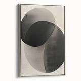 Framed abstract minimalist wall art in silver with a sleek side view, showcasing sophisticated geometric patterns and a modern aesthetic, perfect for contemporary decor.