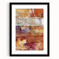 Extra large abstract art print featuring vibrant autumn colors in a textured style, framed in black.