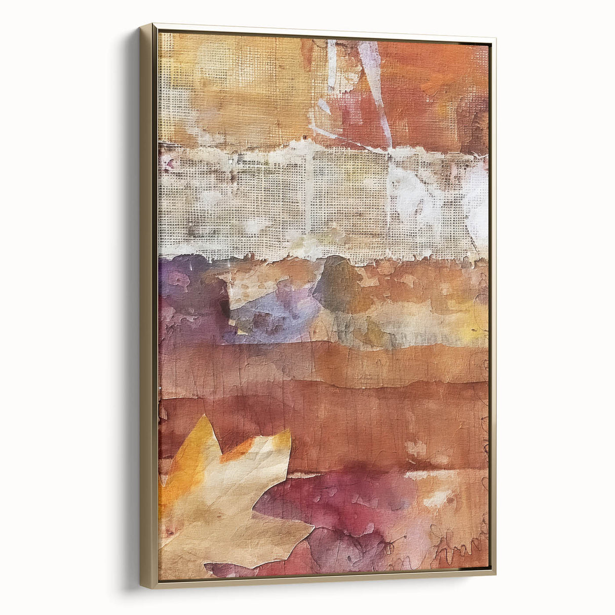 Framed canvas featuring a vintage landscape painting of autumn trees in gold and black, ideal for bedroom wall decor.