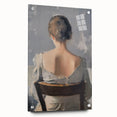 Abstract figurative acrylic artwork displayed from a side view, showcasing vibrant colors and dynamic shapes, featuring metallic pins for easy hanging.