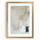 Abstract minimalist wall art framed in gold, showcasing soft neutral tones and geometric shapes, perfect for modern home decor and stylish interior design.