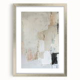Abstract minimalist wall art framed in silver, showcasing a geometric design with soft color gradients, perfect for modern home decor.