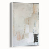 Abstract minimalist wall art featuring a white canvas with subtle textures and a sleek framed design, ideal for modern home decor and aesthetic enhancement.