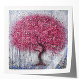 Vibrant abstract floral art print in glossy finish, showcasing a colorful design with intricate details, perfect for modern home decor or office settings.
