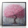 Abstract floral artwork in a sleek black frame, showcasing vibrant colors and intricate patterns, perfect for modern home decor or office settings.