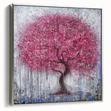 Framed canvas artwork showcasing abstract floral designs in vibrant colors with a sleek silver frame, perfect for modern home decor and enhancing interior aesthetics.