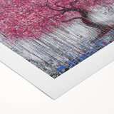 Abstract floral design on a rolled canvas, showcasing vibrant colors and intricate patterns, perfect for modern home decor. Packaged securely for delivery.