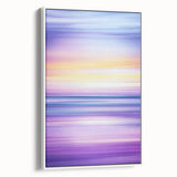 Framed abstract landscape canvas art with a white border, showcasing vibrant colors and dynamic shapes, ideal for modern home decor and enhancing interior aesthetics.