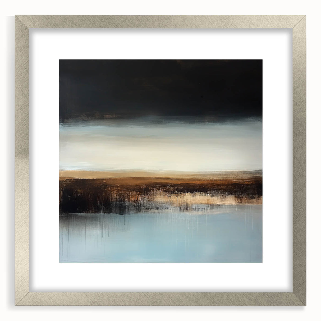 Minimalist Abstract Wall Art – Earthy Brown and Sky Blue Canvas