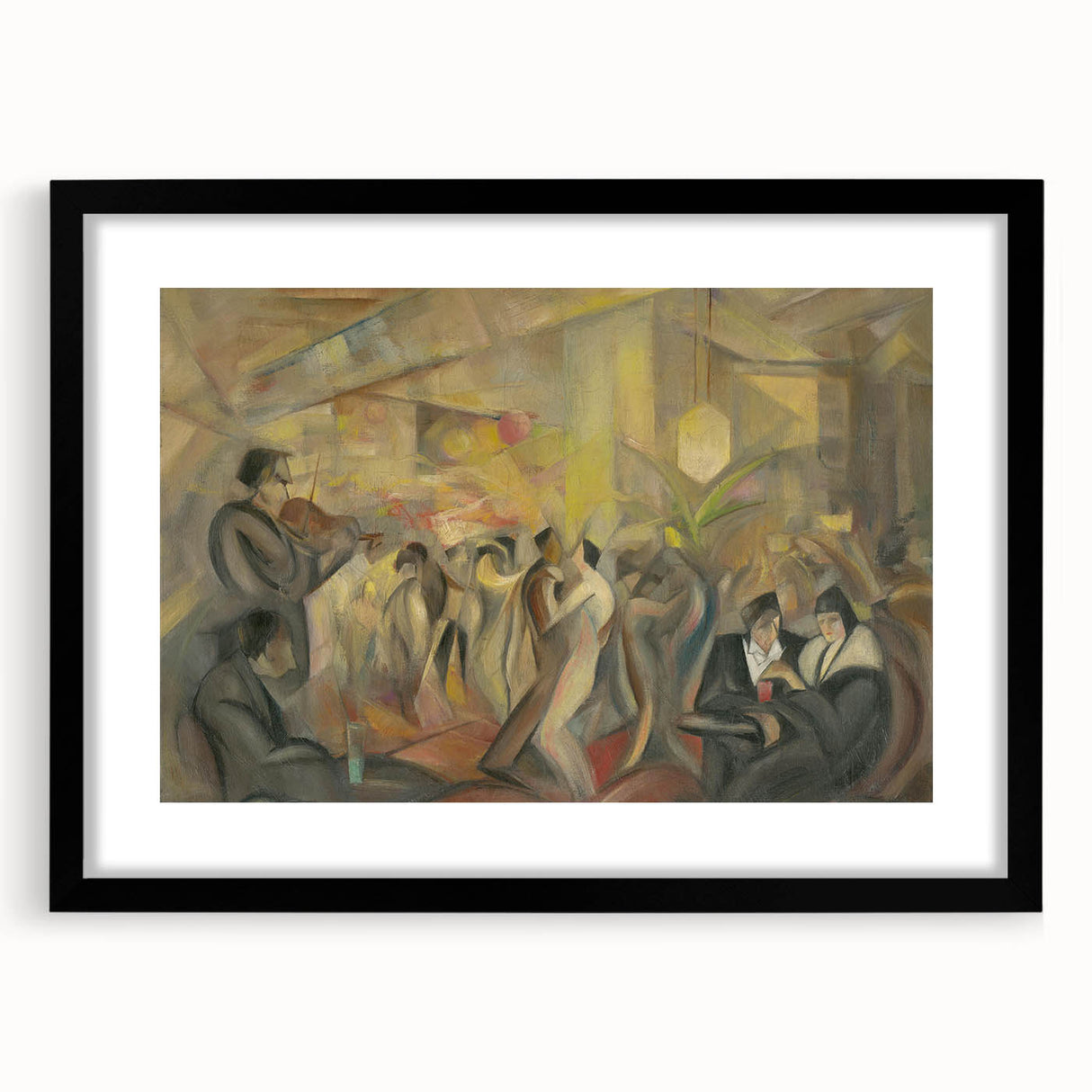 Abstract Paris Café Wall Art - Modern Warm Toned Social Scene Decor