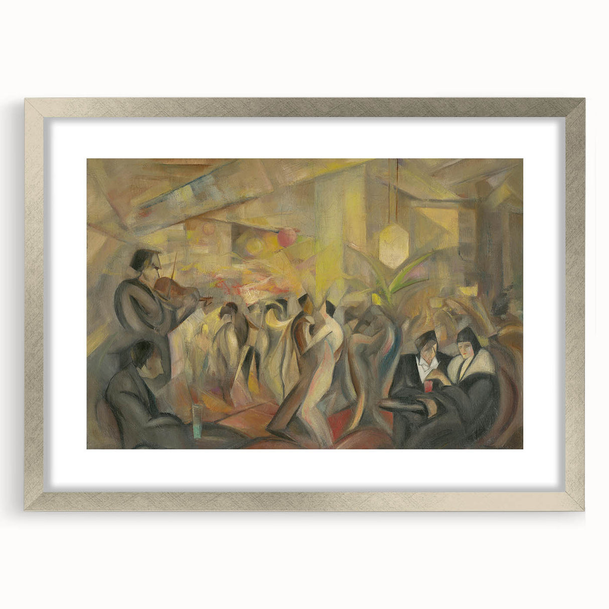 Abstract Paris Café Wall Art - Modern Warm Toned Social Scene Decor