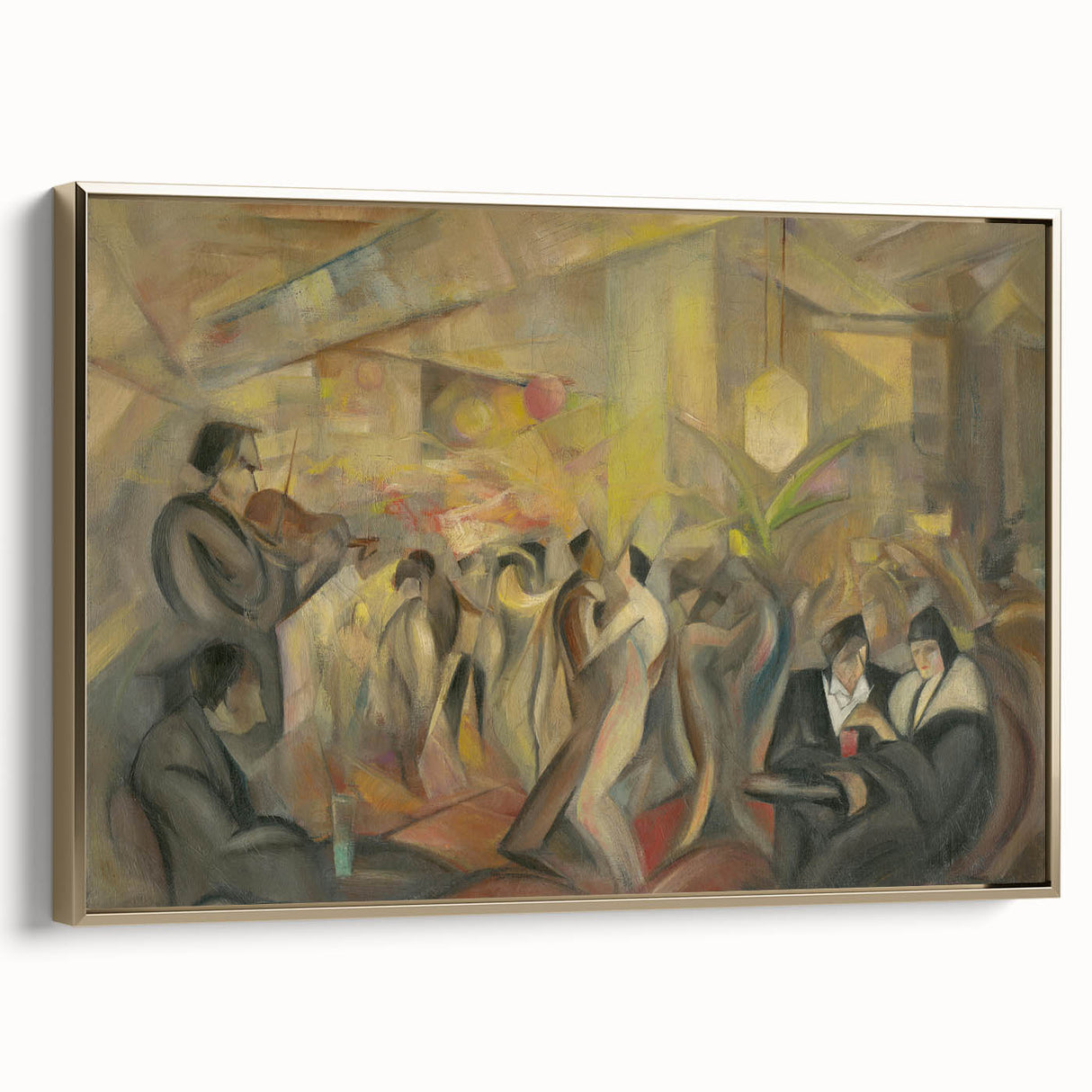 Abstract Paris Café Wall Art - Modern Warm Toned Social Scene Decor