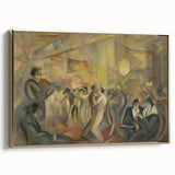 Abstract Paris Café Wall Art - Modern Warm Toned Social Scene Decor