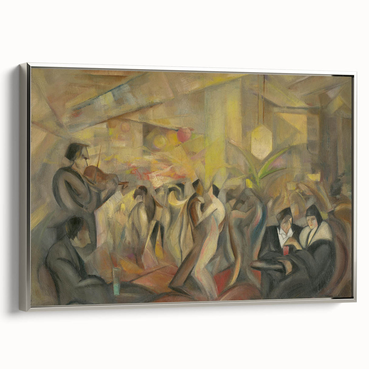 Abstract Paris Café Wall Art - Modern Warm Toned Social Scene Decor