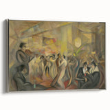 Abstract Paris Café Wall Art - Modern Warm Toned Social Scene Decor