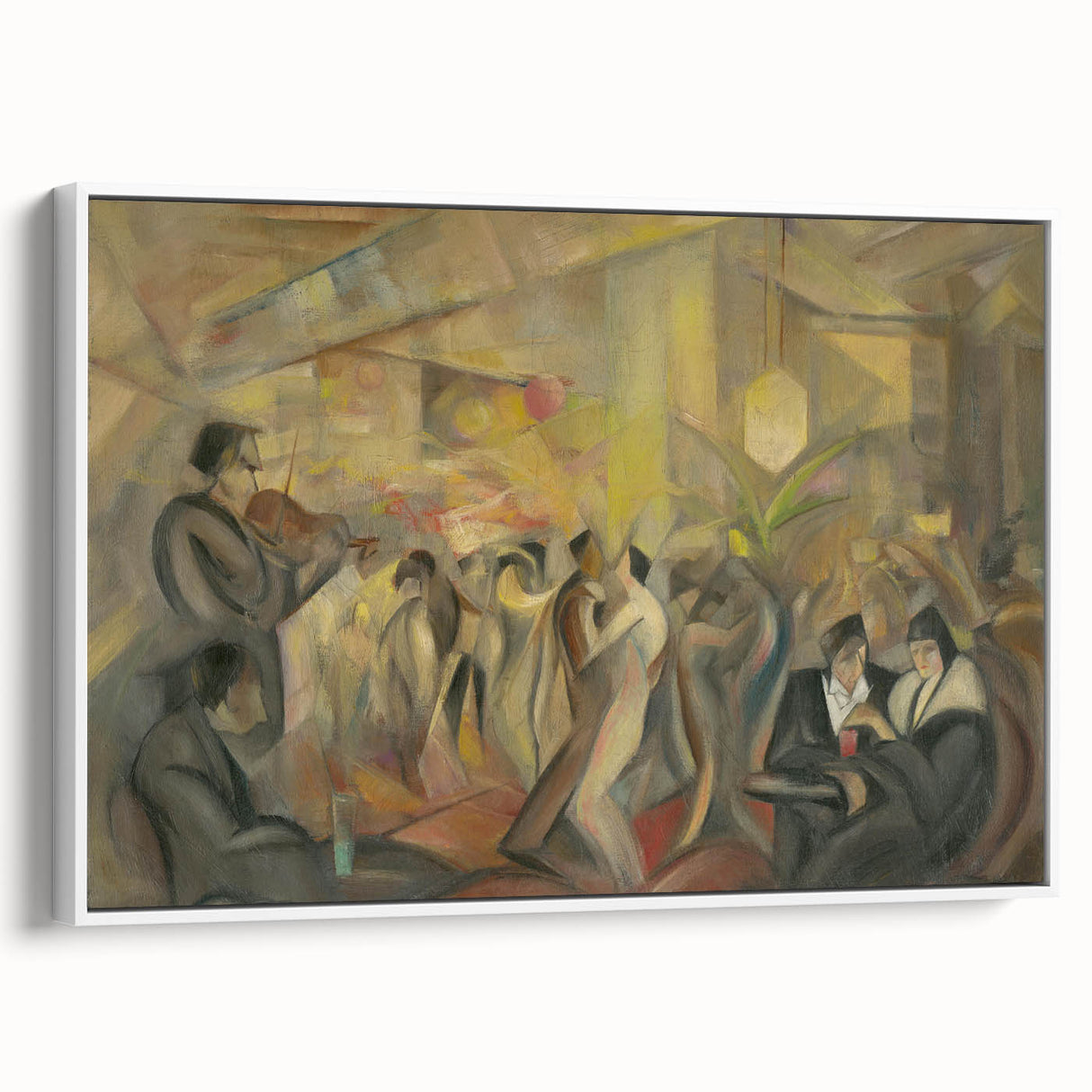 Abstract Paris Café Wall Art - Modern Warm Toned Social Scene Decor