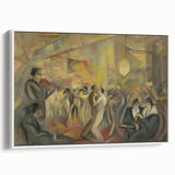 Abstract Paris Café Wall Art - Modern Warm Toned Social Scene Decor