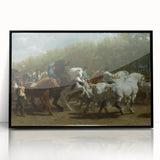 Realism Art Print - Paris Horse Market Scene, Dynamic Historical Painting
