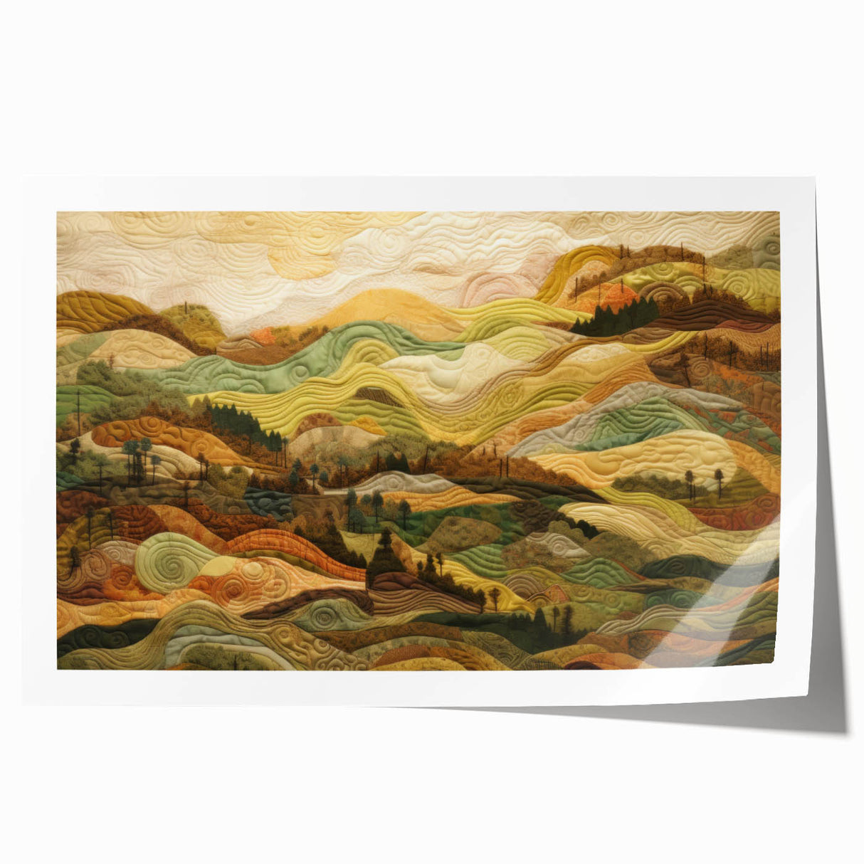 Extra large rolled print of autumnal floral art in warm orange and red tones, ideal for dining room wall decor.