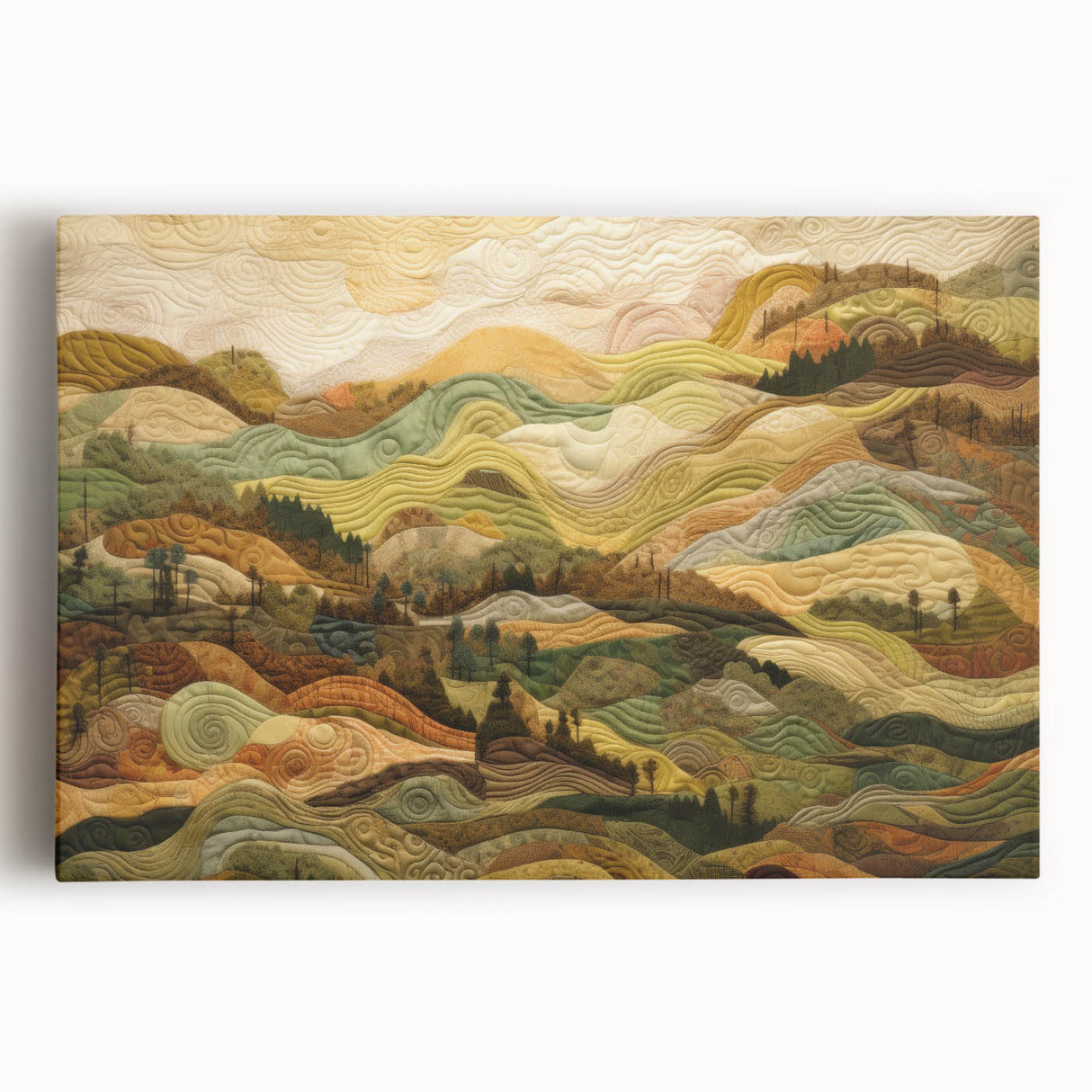 Black and white abstract depiction of autumn trees on large stretched canvas, suitable for kitchen wall art.