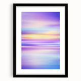 Abstract landscape artwork framed with a black mat, showcasing a modern design featuring soft colors and geometric shapes, ideal for contemporary home decor.