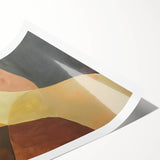 Abstract minimalist wall art print showcasing soft pastel colors and geometric shapes, rolled and ready for display, enhancing modern decor aesthetics.