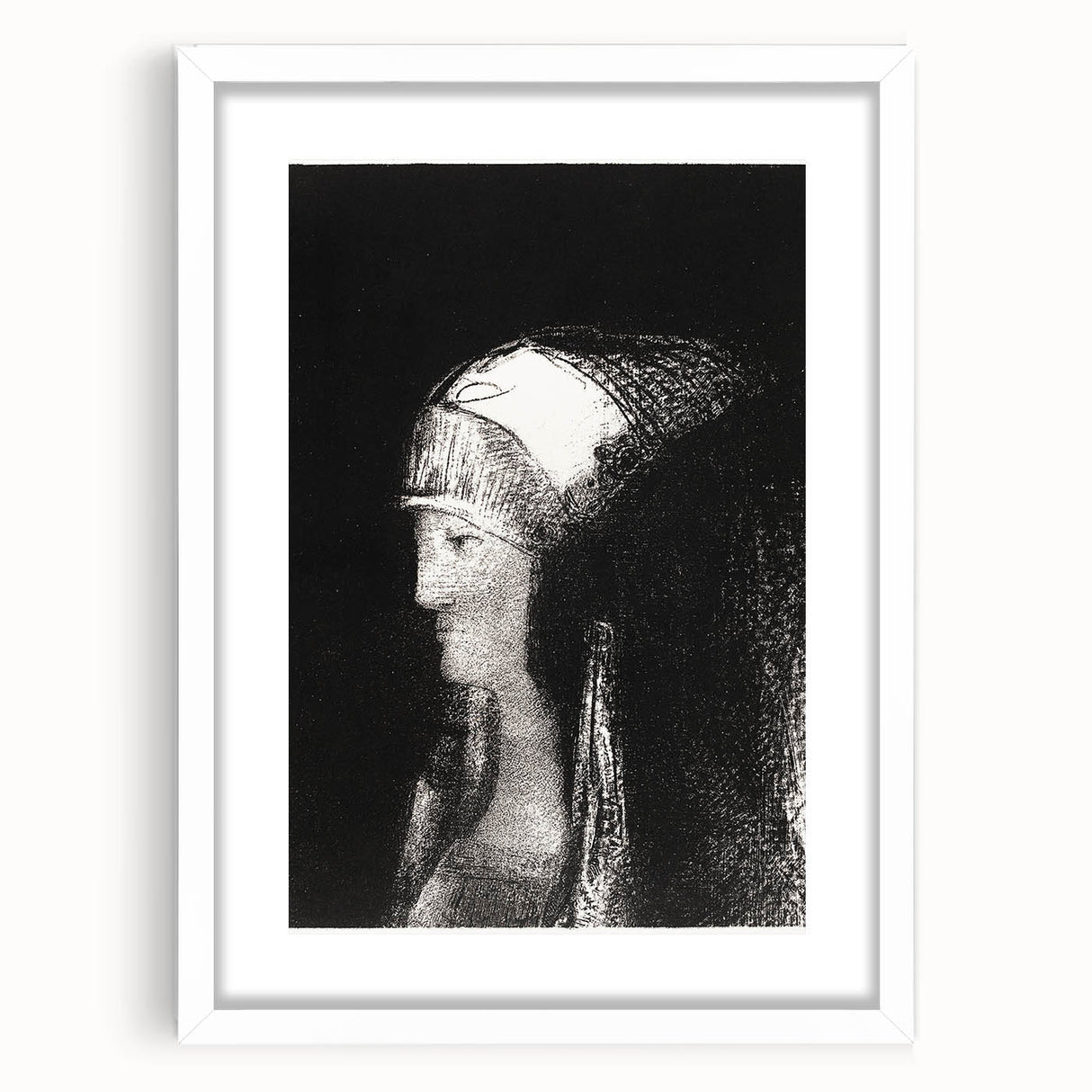 Haunting Monochrome Portrait Art - Mysterious Ethereal Woman Decor