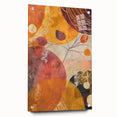 Large abstract wall art depicting the fall season in warm orange and red tones on acrylic glass.
