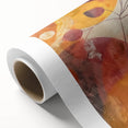 Art Deco poster depicting autumn trees in muted oranges and yellows on rolled canvas, suitable for nursery wall art.