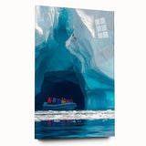 Acrylic landscape artwork depicting a serene cave view, showcasing vibrant colors and intricate details, perfect for modern home decor.