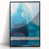 Framed acrylic art print showcasing a stunning cave landscape design with rich colors and intricate details, presented in a sleek black frame, perfect for home decor.