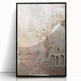 Framed abstract architecture wall art with a sleek black frame, showcasing geometric shapes in a modern design, perfect for contemporary home decor.